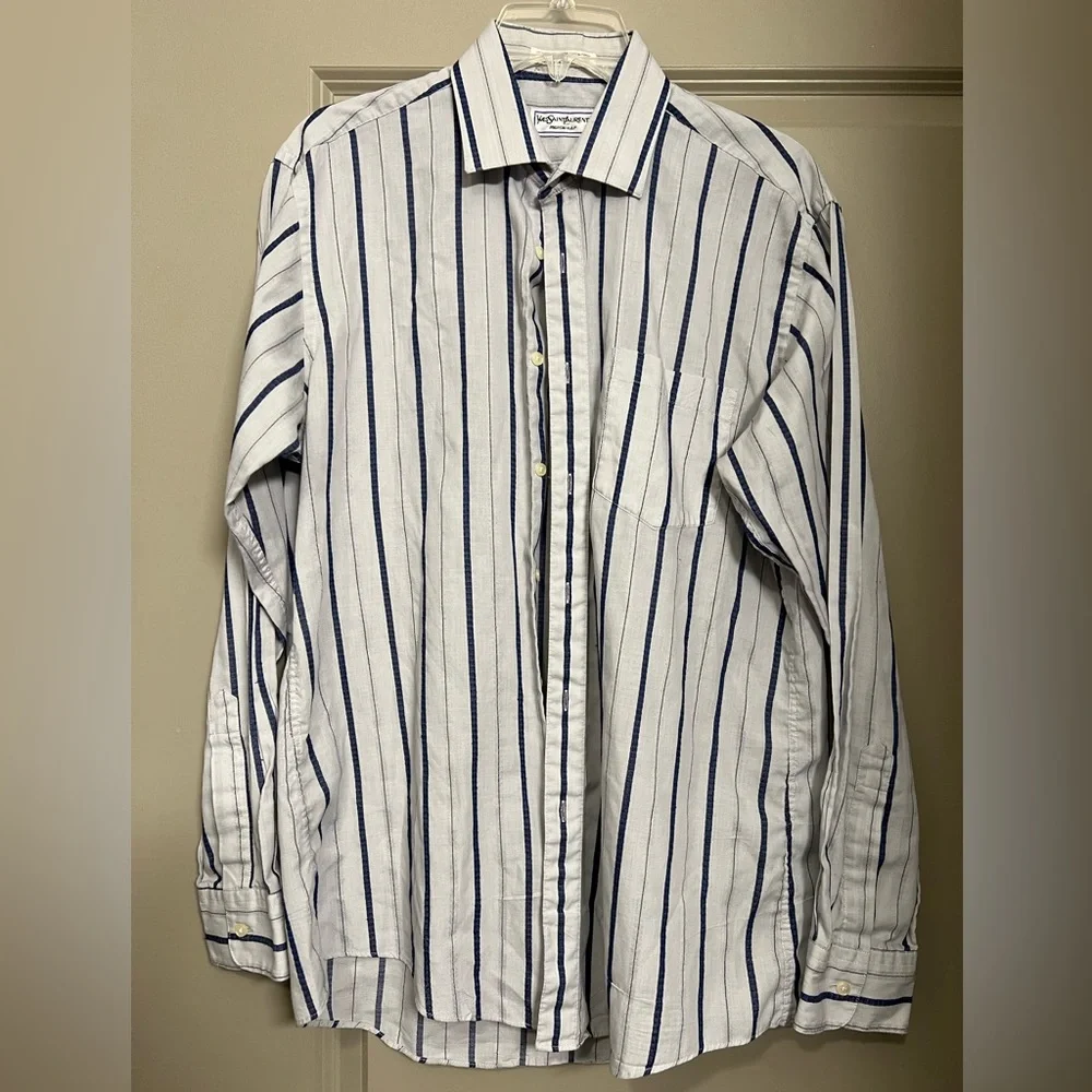 Mens Yves Saint Laurent Vintage Button-up Shirt Size 16 34-35 - Picture 1 of 7